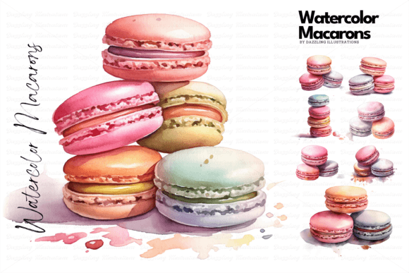 Download Vintage-style Watercolor Macarons Sweets - Sweet Collection