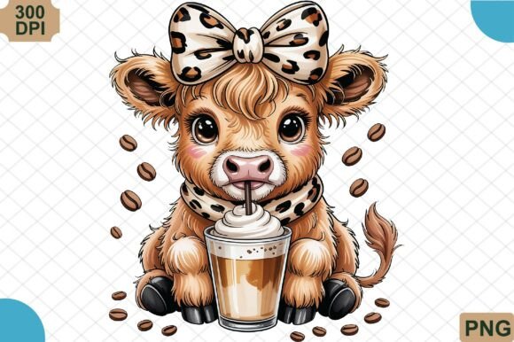 Download Coffee-Loving Highland Cow PNG - Coffee Collection