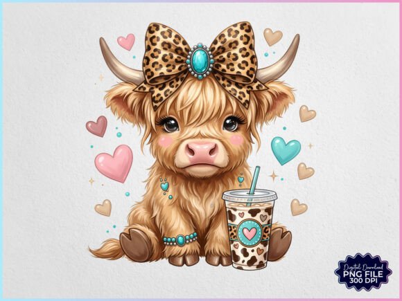 Download Cute Western Highland Cow Coffee PNG - Coffee Collection