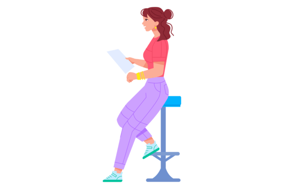 Download Pretty Woman Sit on Bar Chair with Paper - Premium Resources