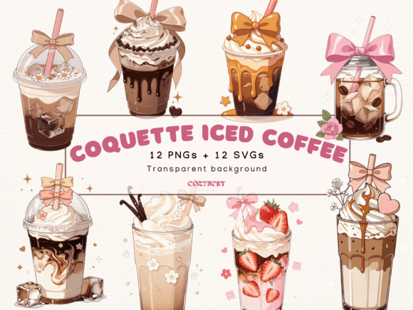 Download Coquette Iced Coffee Cliparts Pastel Bow - Coffee Collection
