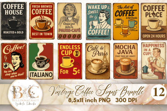 Download Vintage Coffee Signs Bundle PNG - Coffee Collection
