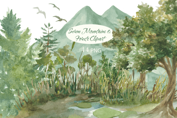 Download Serene Mountains &amp; Forests Clipart - Serene Collection