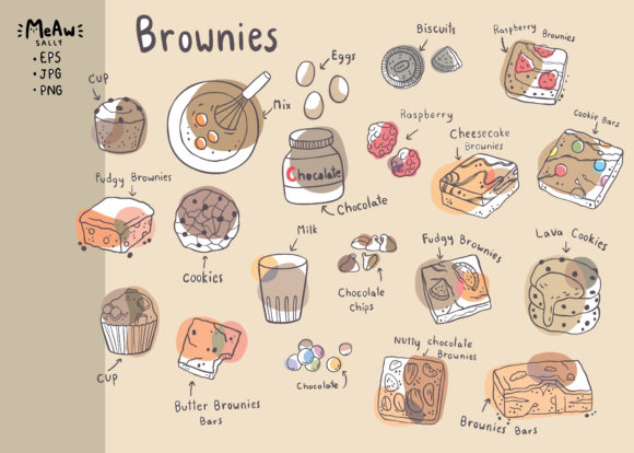 Download Sweet Brownies Hand Draw Cartoon Cute - Sweet Collection