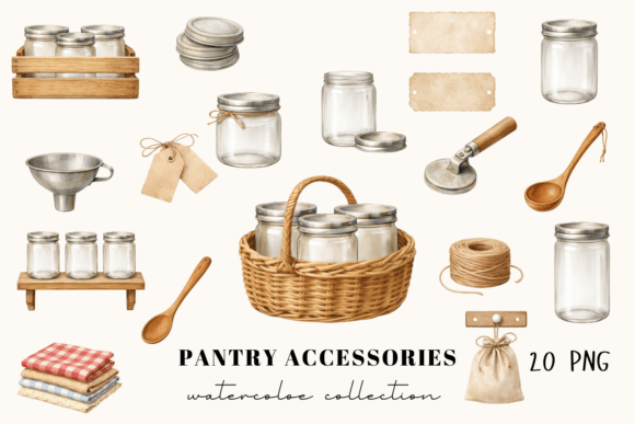 Download Watercolor Pantry Accessories Clipart - Accessories Collection