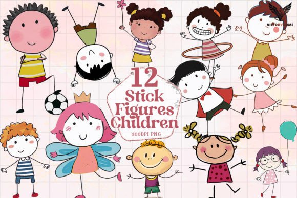 Download Stick Figures Children Clipart PNG - Children Collection