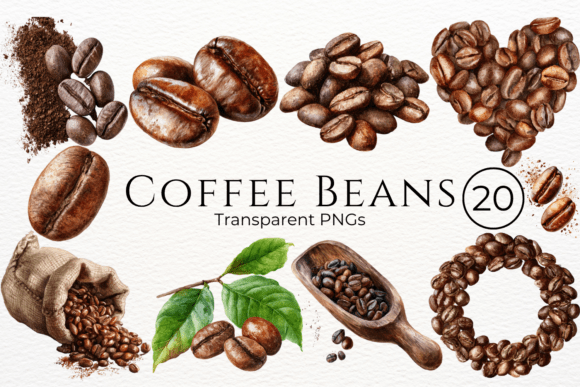 Download Coffee Beans Watercolor Clipart - Coffee Collection