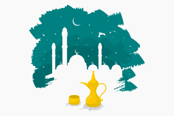 Download Arab Coffee on Brushed Mosque Silhouette - Coffee Collection