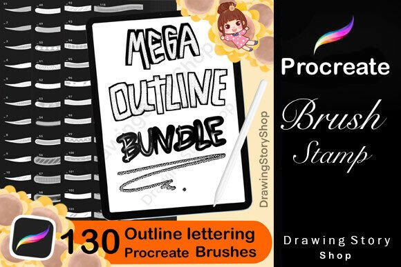 Download 130 Procreate Outline Lettering Brushes - Lettering Collection