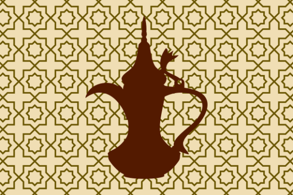 Download Arab Coffee Jug Silhouette on Pattern - Coffee Collection