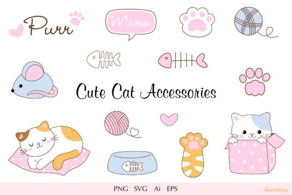 Download Cute Kawaii Cat Accessories Part 3 - Accessories Collection