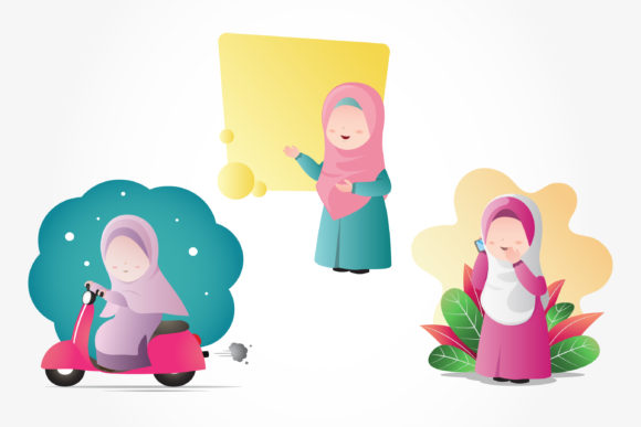 Download Muslim Hijab Girls Clip Art Set - Muslim Collection