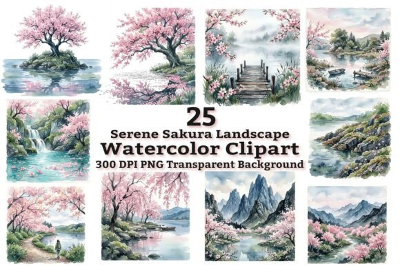Download Serene Sakura Landscape Clipart - Serene Collection