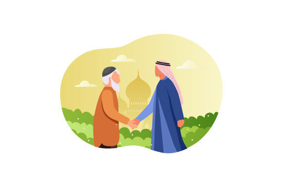 Download Muslim Hand Shaking Illustration Art - Muslim Collection