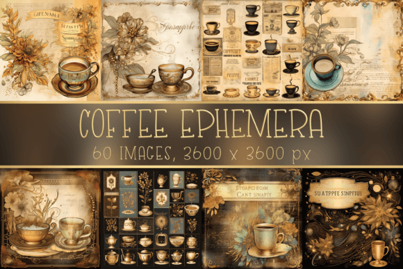 Download Vintage Coffee Ephemera Digital Papers - Coffee Collection