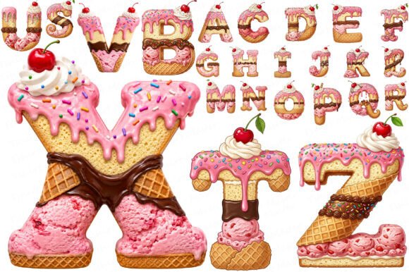 Download Ice Cream Sweets Alphabet Clipart - Sweet Collection