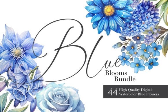 Download 44 Watercolor Clipart Set: Serene Blooms - Serene Collection