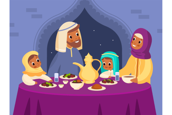 Download Muslim Family Dinner. Arabian Parents an - Muslim Collection