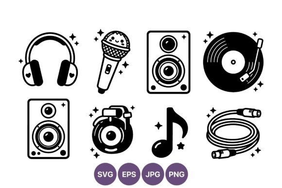 Download Music Accessories Black White Vector - Accessories Collection