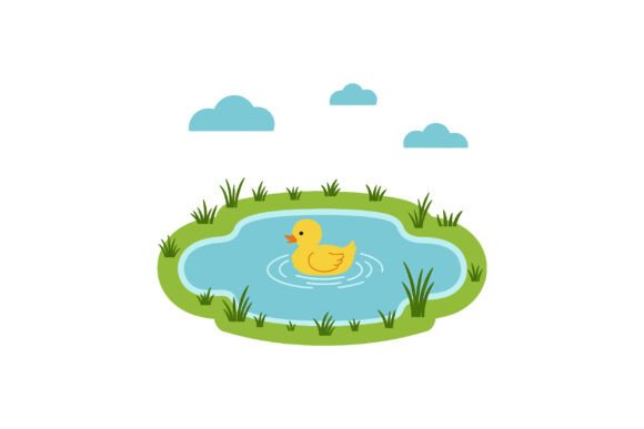 Download Yellow Duck Swimming in a Serene Pond Su - Serene Collection
